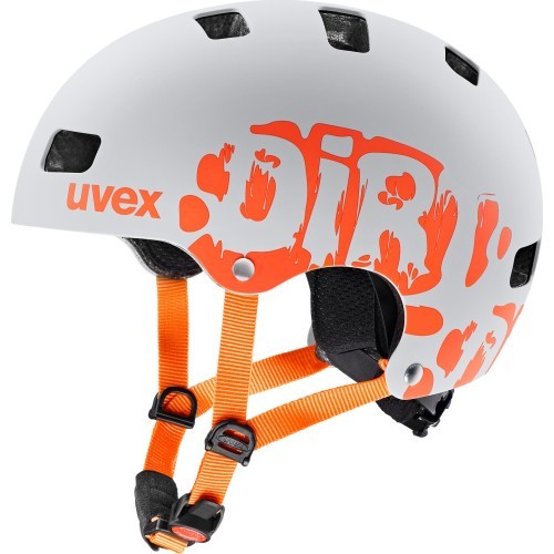 Uvex Kid 3 Dirtbike Helmet, light gray-orange