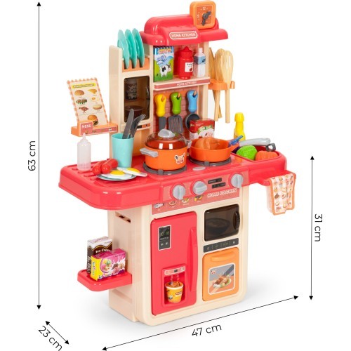 Kids kitchen sounds led steam generator 42 accessories pink