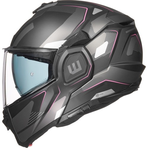 Flip-Up Motorcycle Helmet W-TEC Zoroz P/J - Matt Black-Fluo Pink