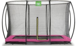 EXIT Silhouette ground trampoline 244x366cm with safety net - pink Outdoor Rectangular Coil spring Sunken trampoline