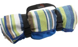 Одеяло для пикника Cattara Spring - сине-полосатое 150 x 150 см