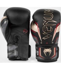 Venum Elite Evo bokso pirštinės, juoda/auksinė/raudona