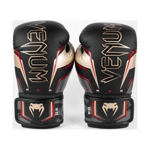 Venum Elite Evo bokso pirštinės, juoda/auksinė/raudona