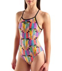 Женский купальник Tropical Delight Tie Back, розово-чёрный, 34 - 550