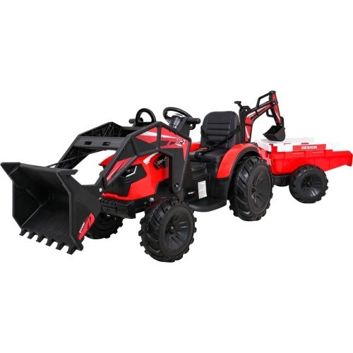 Трактор на аккумуляторе с прицепом Buggy 720-T, красный