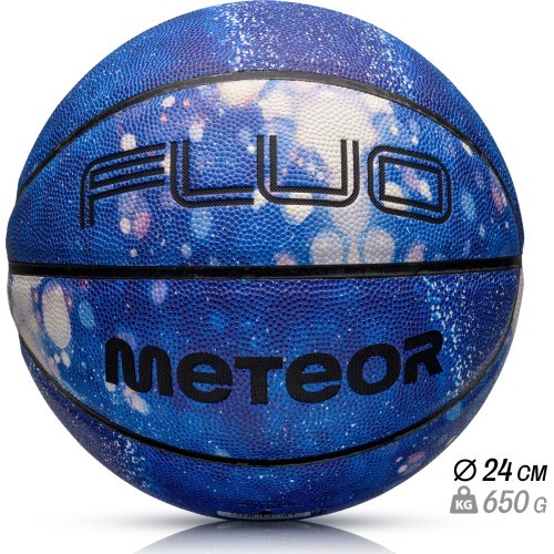 Баскетбольный мяч Meteor Fluo, размер 7 - Белый/синий