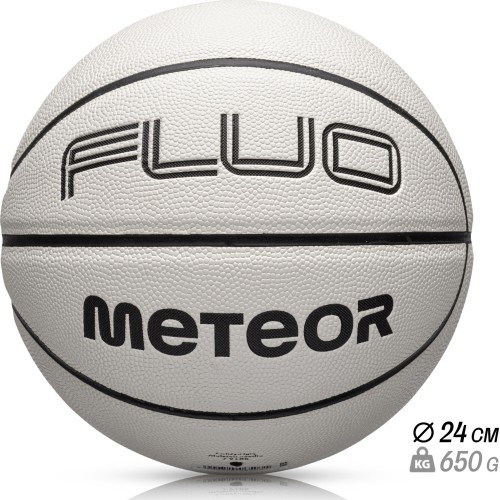 Баскетбольный мяч Meteor Fluo, размер 7 - Белый || Неоново-синий