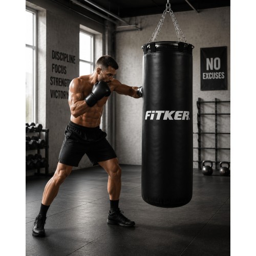 Punching Bag Fitker Olympic - ELITE, Black, artificial leather - 110x35cm