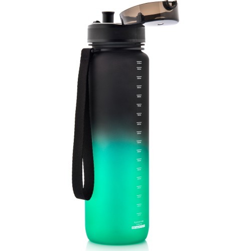 Sportinė gertuvė Meteor 1000 ml tamsiai žalia - Juoda / Žalia