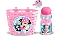 Dviračio rinkinys Minnie (krepšelis, gertuvė, skambutis) – rožinis