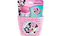 Dviračio rinkinys Minnie (krepšelis, gertuvė, skambutis) – rožinis