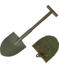 Лопата US T-Spade M10, оливково-зелёная, с брезентовым чехлом