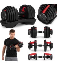 Reguliuojamas ketaus hantelis su stovu, 2,5–24 kg, ModernHome