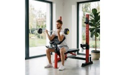 ADJUSTABLE WEIGHT BENCH WITH BARBELL RACK, LEG DEVELOPER AND PREACHER CURL PAD LS7688 HMS