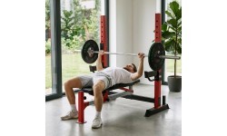 ADJUSTABLE WEIGHT BENCH WITH BARBELL RACK, LEG DEVELOPER AND PREACHER CURL PAD LS7688 HMS