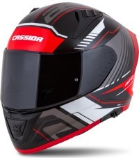 Motociklininko šalmas Cassida Aero Drome Black Pearl/Red/White/Gray