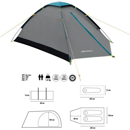Туристическая палатка Nils Camp Nightfall NC6033, серо-синяя