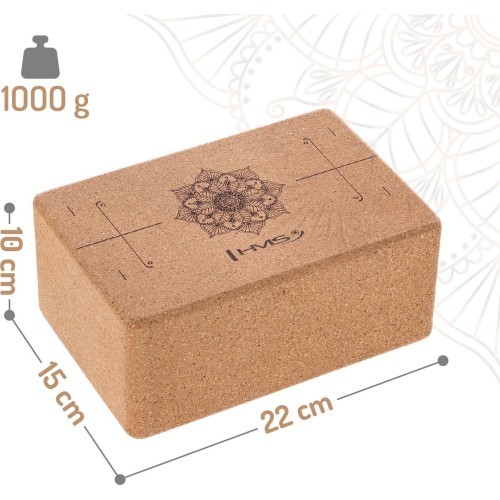 Набор для йоги HMS Cork: коврик TPE YM11, блок KJ02 и ремень SJ02