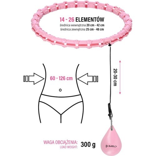 HHW11 PLUS SIZE HULA HOOP LIGHT PINK WITH WEIGHT HMS