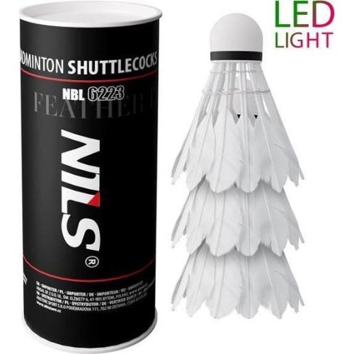 Plunksniniai badmintono kamuoliukai su LED NBL6223 Nils, 3 vnt.