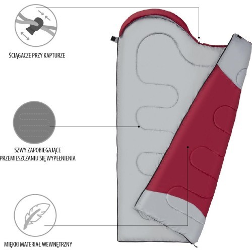 NC2008 MAROON-GREY SLEEPING BAG SIZE L NILS CAMP