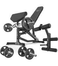 Marbo Sport MS39_2.0_42KG двусторонняя регулируемая тренировочная скамья с партой, прессом для ног и набором весов 42 кг