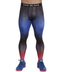 Men's Sports Leggings BAS BLACK Quantum - Blue-Red