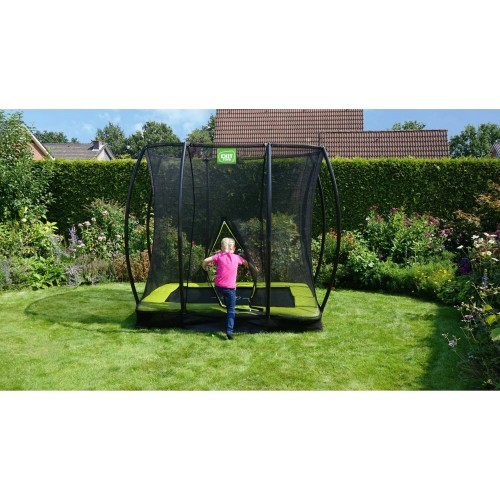 Встраиваемый в землю батут EXIT Silhouette 153x214 см с защитной сеткой, зелёный