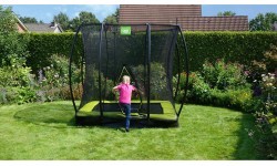 Встраиваемый в землю батут EXIT Silhouette 153x214 см с защитной сеткой, зелёный