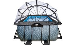 EXIT Stone pool 400x200x122cm with sand filter pump and dome - grey