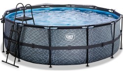 EXIT Stone pool ø427x122cm with sand filter pump and dome and heat pump - grey