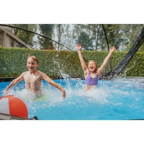EXIT Stone pool ø427x122cm with sand filter pump and dome and heat pump - grey