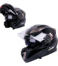 Flip-Up Motorcycle Helmet W-TEC Pezzon - Black/Bronze