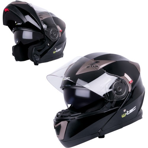Flip-Up Motorcycle Helmet W-TEC Pezzon - Black/Bronze