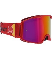 Очки для мотокросса Red Bull Spect Strive Panovision, матовые красные, фиолетовые зеркальные линзы