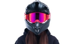 Motocross Goggles Red Bull Spect Strive Panovision, Matte Red, Purple Mirrored Lens