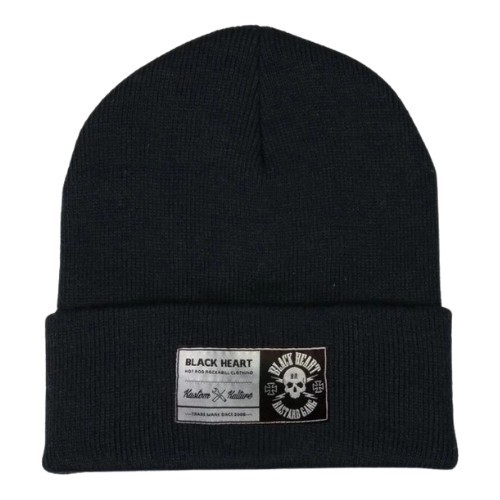 Beanie BLACK HEART Logo Skull - Black