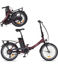 Sulankstomas elektrinis dviratis inSPORTline ISL Felior 468 Wh 20” – 2026 - Veliūro raudona