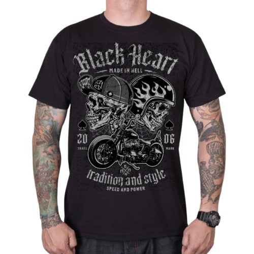 T-Shirt BLACK HEART Traditional and Style - Black