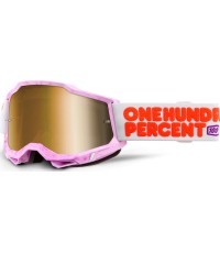 Motocross Goggles 100% Accuri 2 Mirror - Hundreds růžová, zrcadlové plexi