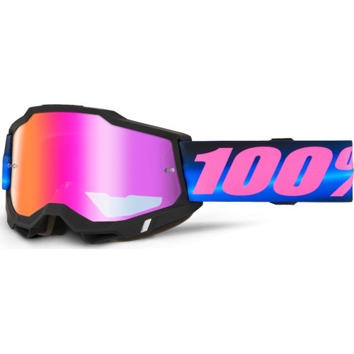 Motocross Goggles 100% Accuri 2 Mirror - Superdome modro-růžová, červené plexi