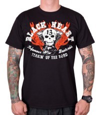 Marškinėliai BLACK HEART Flathead Skull - Juoda