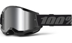 Motocross Goggles 100% Strata 2 New Mirror - Black, Silver Plexi