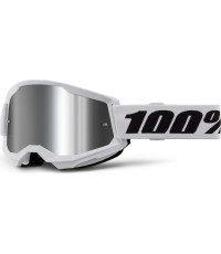 Motokroso akiniai 100% Strata 2 New Mirror - Balta, sidabrinis pleksis