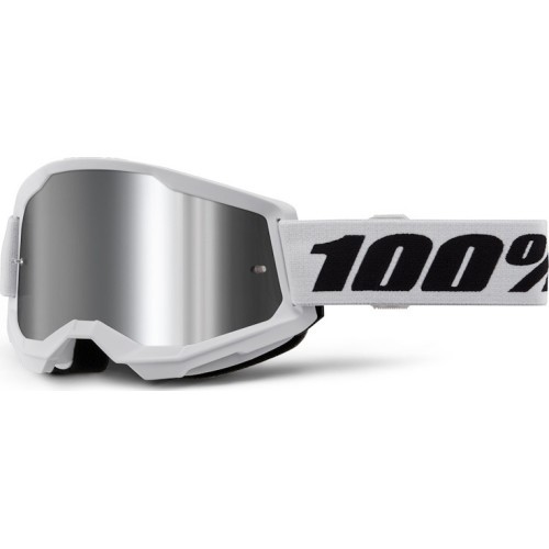 Motokroso akiniai 100% Strata 2 New Mirror - Balta, sidabrinis pleksis