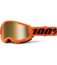 Motocross Goggles 100% Strata 2 New Mirror - Orange, gold plexi