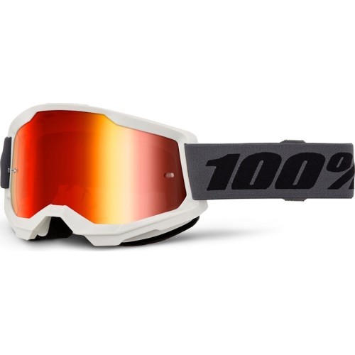 Motocross Goggles 100% Strata 2 New Mirror - Grey, red plexiglass