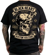 T-Shirt BLACK HEART Devil Skull - Black
