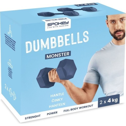 Šešiakampių hantelių rinkinys 2x4 kg Spokey MONSTER