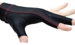 Biliardo pirštinė Cuetec Axis, 3 pirštų, juoda-raudona, XL